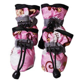 4 pcs pink cute dog shoes foot covers waterproof pet boots for protection and anti-slip