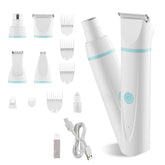 Dog Clippers for Grooming 4-in-1 cordless pet hair trimmer with 6 combs and 4 blades, low noise, rechargeable, waterproof nail grinder set for dogs and cats