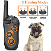 Waterproof dog training collar with remote, beep, vibration, and shock modes for small to large dogs