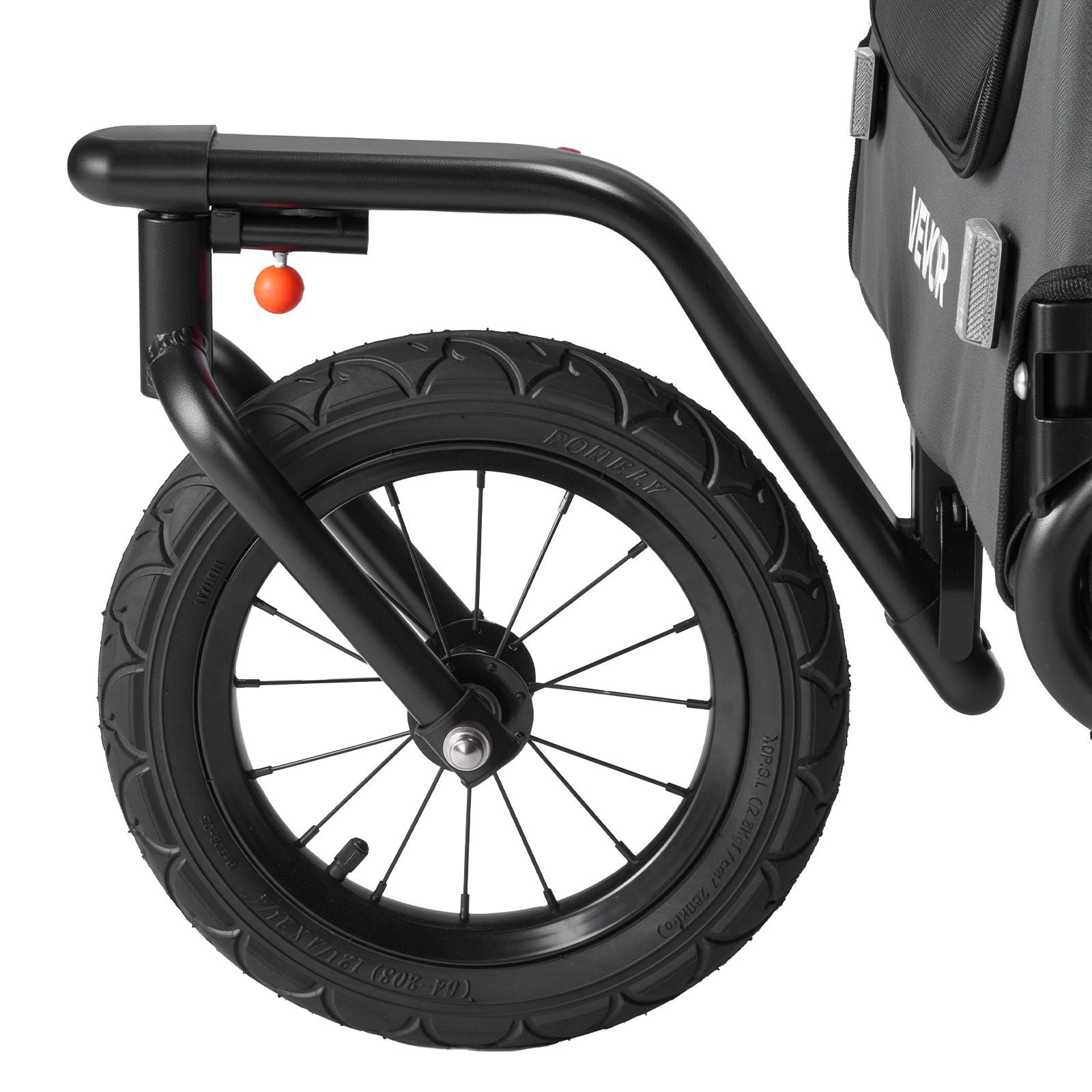 Dog bike trailer with spacious cabin, weather protection, quick release wheel, and universal bike coupler for small and large dogs