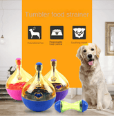 Automatic plastic pet toy designed to leak food for cats and dogs, available in bone and tumbler shapes