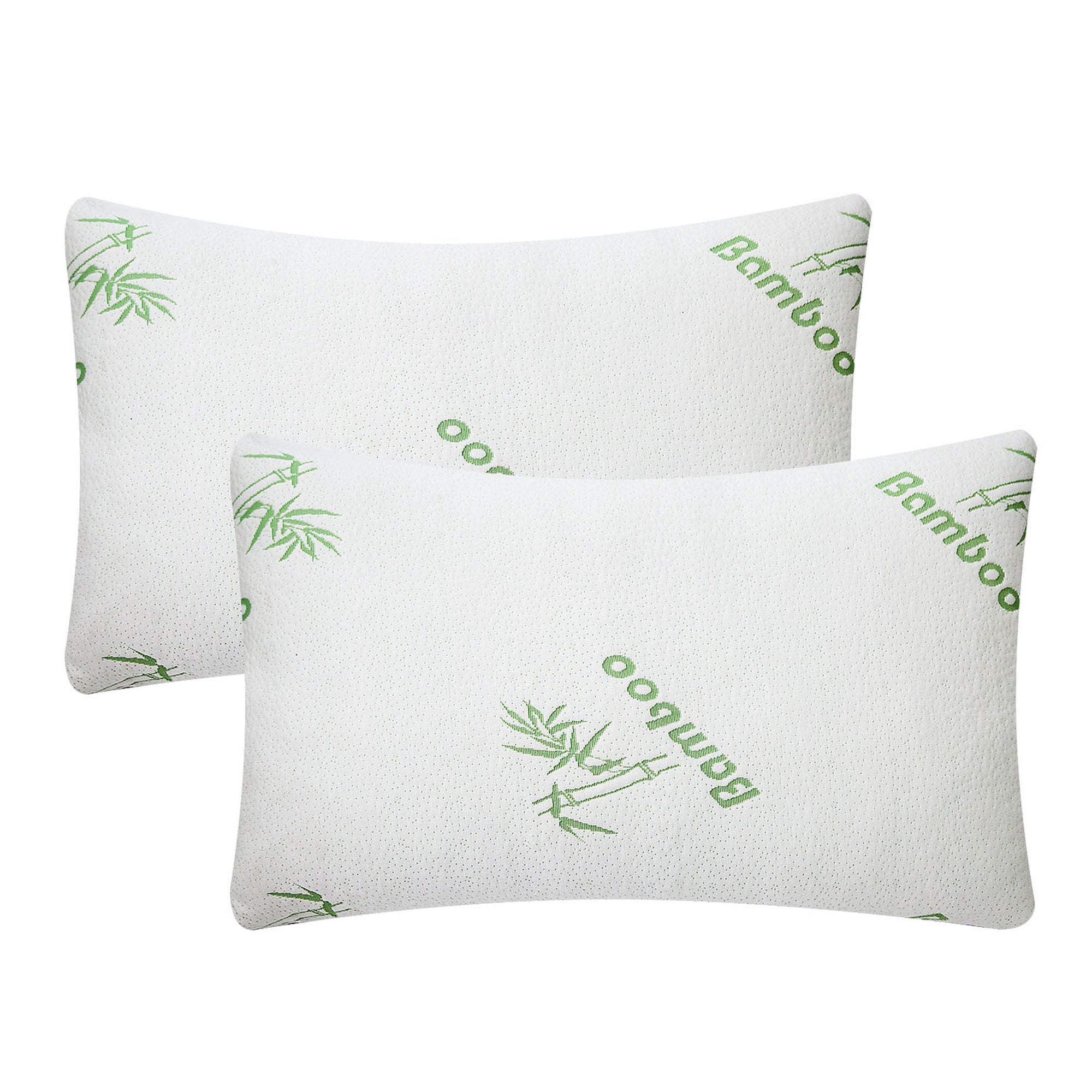 Bamboo memory foam pillow with shredded filling and washable hypoallergenic cover for head and neck support