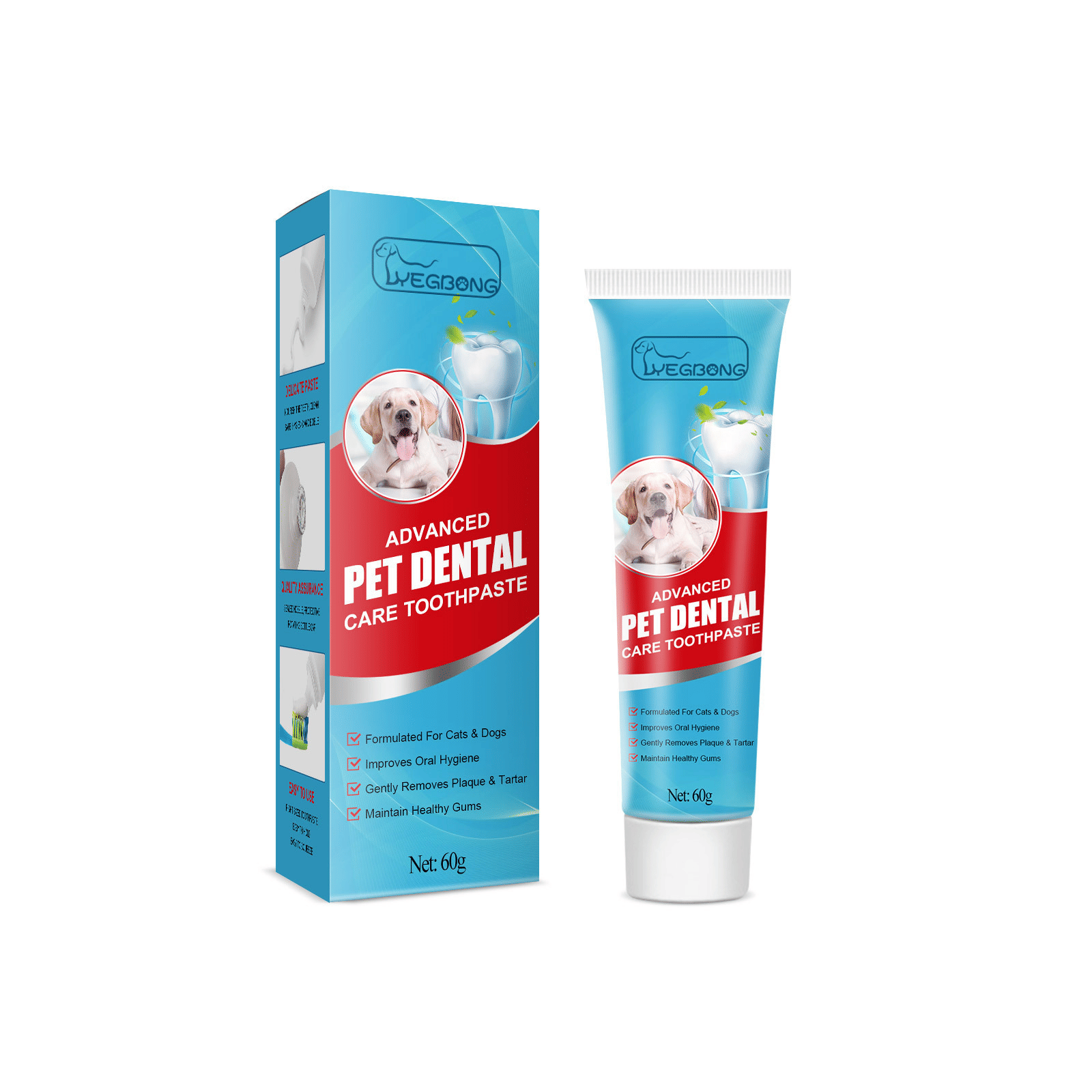 Yegbong Pet Toothpaste tube for fresh breath and tartar control in dogs and cats