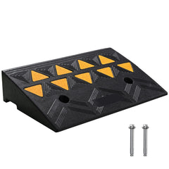 Heavy duty rubber curb ramp 4.25 inch rise 15-ton capacity with non-slip surface and reflective strips