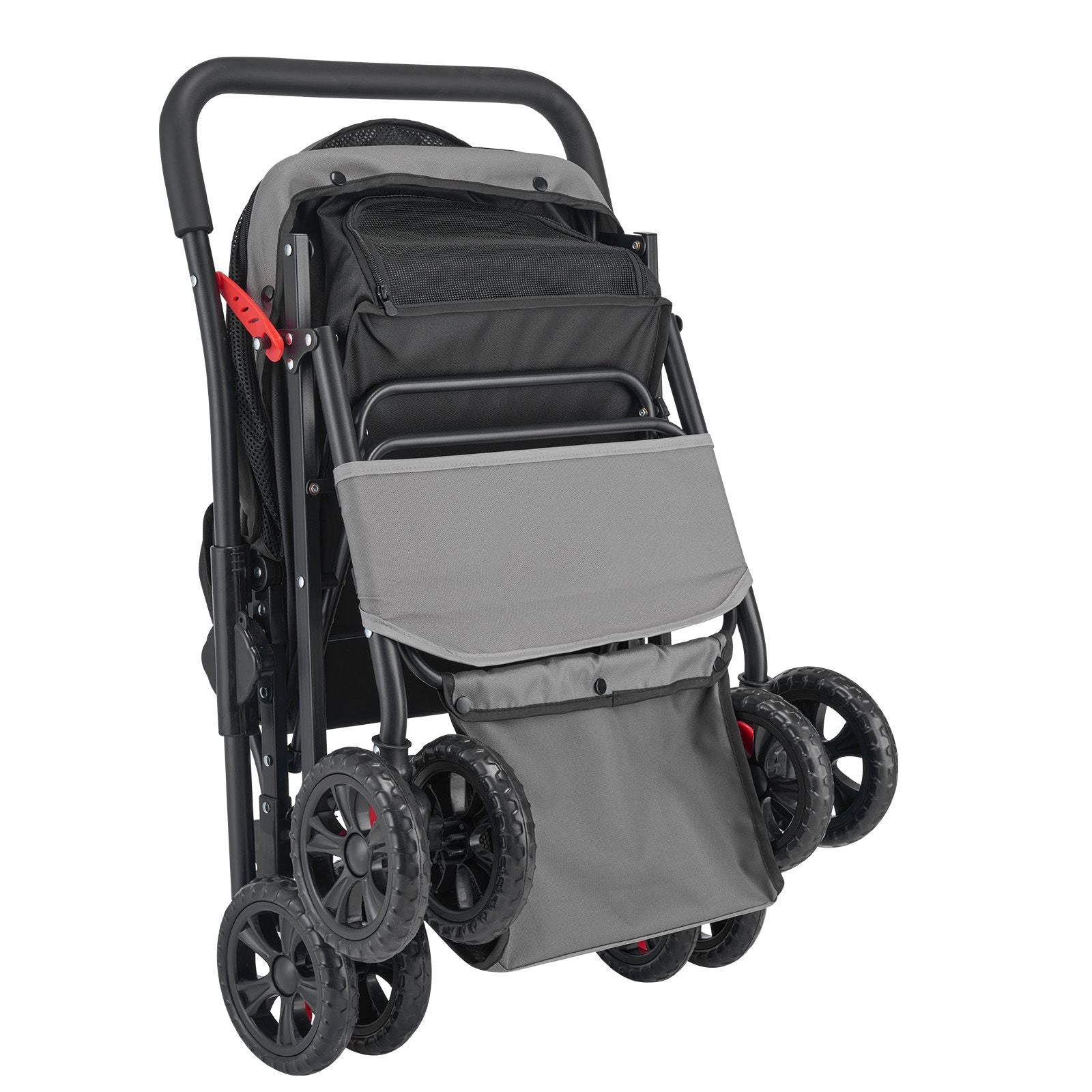 Foldable pet stroller with mesh windows, reversible handle, and 44 lbs capacity for small to medium pets