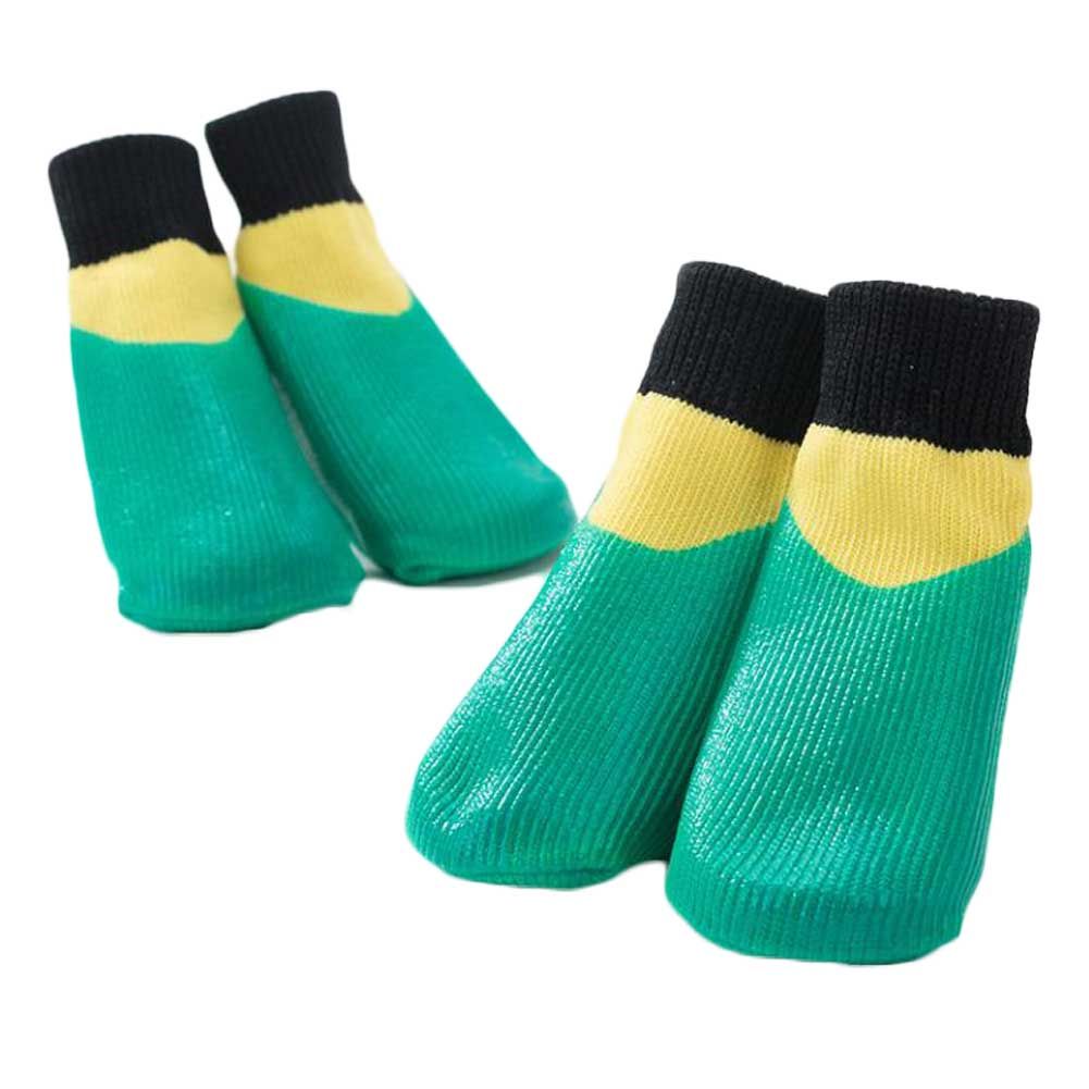 Green dog knitted socks for small dogs, waterproof and scratch-proof, 4 pcs set