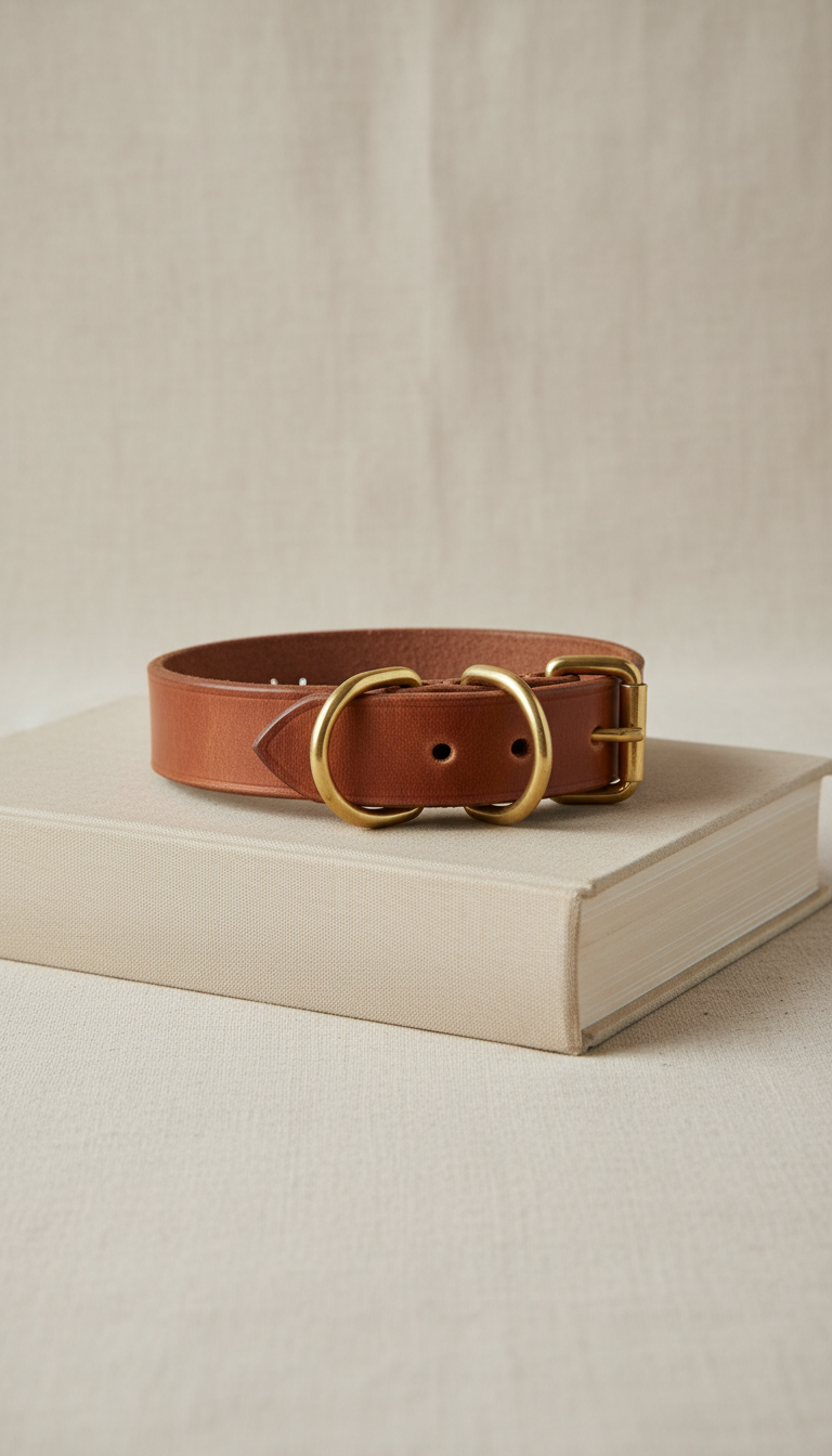 Italian Leather Collar with Brass Buckle