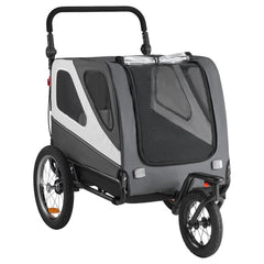 Dog bike trailer with spacious cabin, weather protection, quick release wheel, and universal bike coupler for small and large dogs up to 100 lbs.