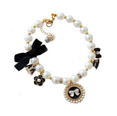 Luxurious pearls pet collar decorative necklace for small cats and dogs adjustable 10-12 inches