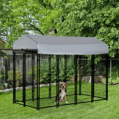 Outdoor dog kennel with steel frame and waterproof cover for large dogs