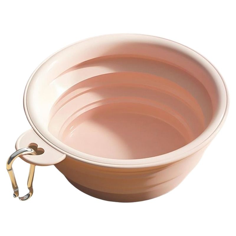 Macaron color portable foldable travel bowl for cats and dogs, lightweight and space-saving pet feeder for outdoor use, 350ml capacity