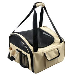 Collapsible safety travel wire pet car seat with mesh sunroof, Velcro pouches, and durable nylon frame