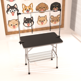 Professional Dog Pet Grooming Table Large Adjustable Heavy Duty Portable With Armrests And Lasso & Grid Tray (Option: Black)