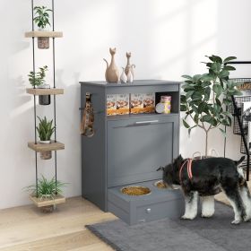 Pet Feeder Station Storage Cabinet (Option: Gray-935x505x210 mm)
