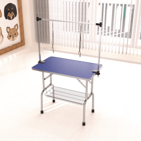 36 Inch Folding Dog Pet Grooming Table Heavy Duty Stainless Steel Pet Dog Cat Grooming Table (Option: Blue)